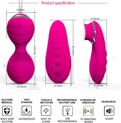 Dalia - Boules de geisha télécommandées 3-en-1 Confort-Celeste